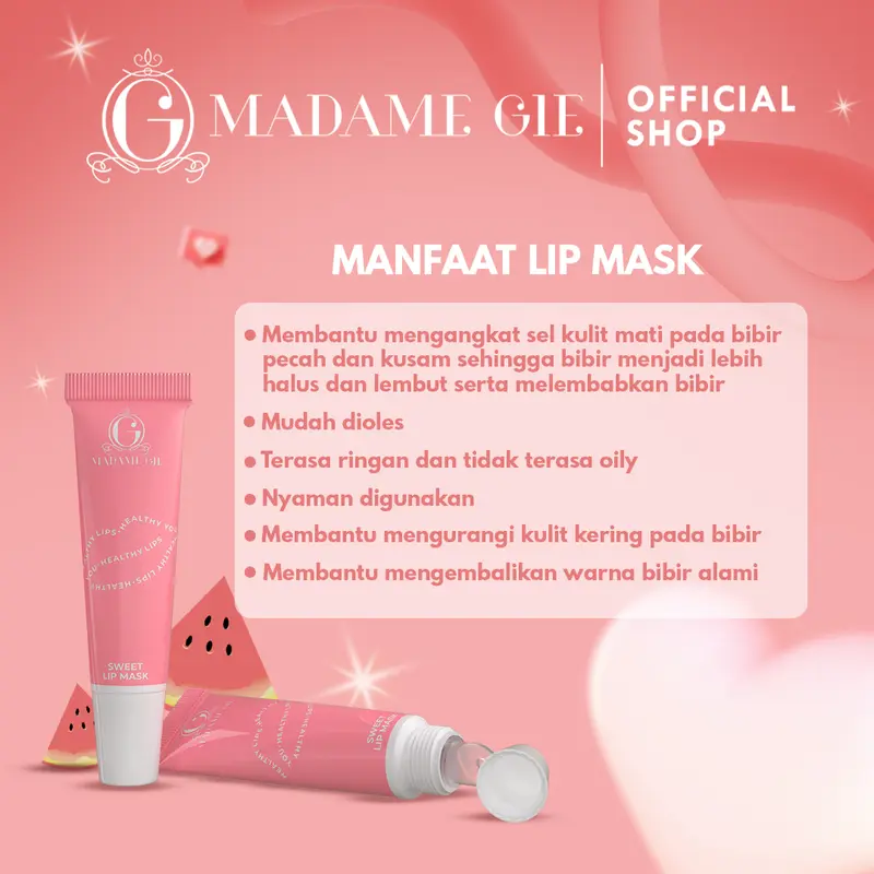 [BUNDLE 2 PCS] Madame Gie Sweet Lip Mask - Scrubing Bibir Gelap & Bibir Pecah-pecah Lipmask Kering Kusam Vitamin Perawatan Kusam Kering 2