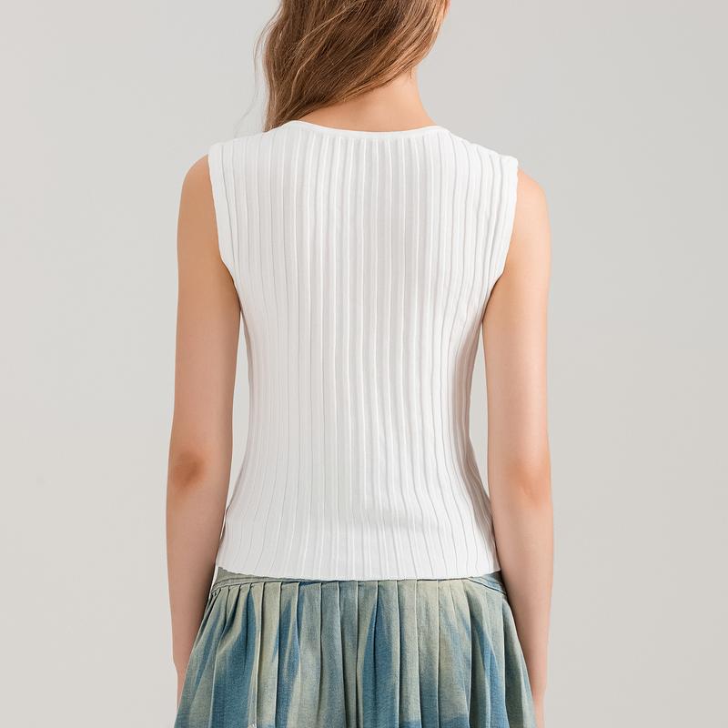 Product Introduction of Women Knit Tank Top, Sleeveless Button Closure SolidFit Summer Casual Vest Streetwear 39