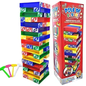 mainan anak murah mainan tower stacko au04 mainan anak menyusun balok dengan martil ajaib Permainan Balok Susun Unooo Stacko Tower Tinggi Mainan anak-anak bersama Teman dan Keluarga Untuk Prank Family Boardgame Bahan Plastik