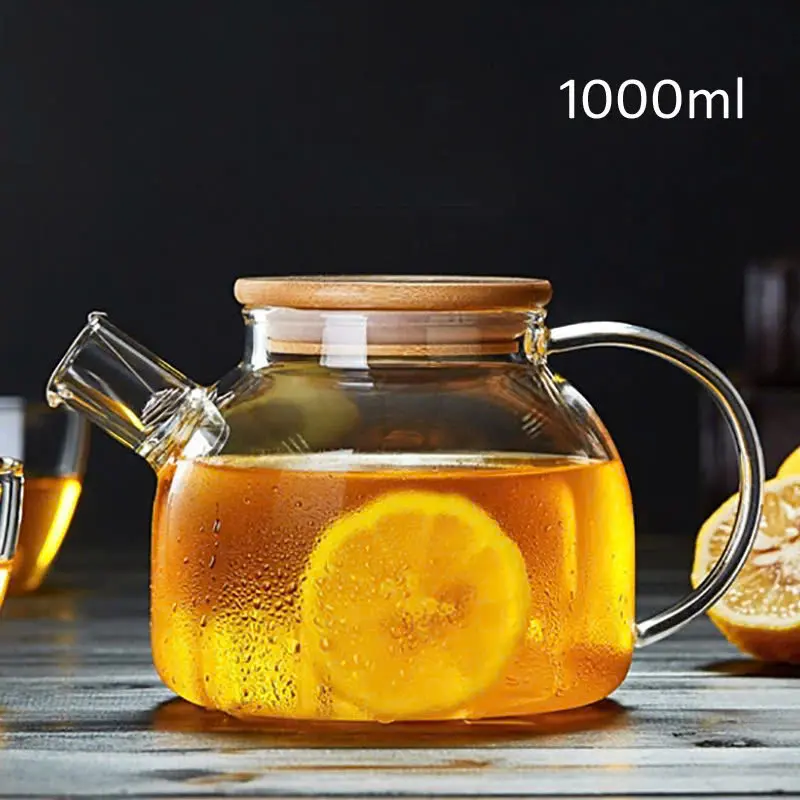 Ấm trà thủy tinh chịu nhiệt dày dặn Deli nắp gỗ 1L GPH 20 - ẤM TRÀ SANG TRỌNG ĐẸP MẮT 6