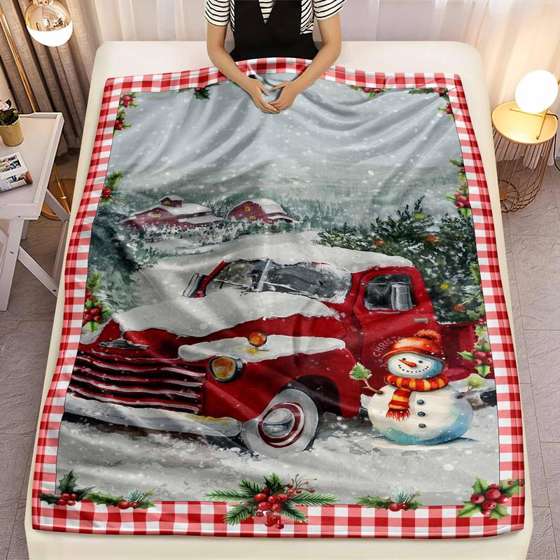 Christmas Themed Blanket, Soft Warm Throw Blanket, Air-conditioned Room Blanket, Warm Nap Blanket for Home & Office & Travel 0