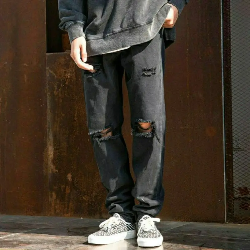 Celana Jeans Sobek Pria Standar Reguler Basic 27-38 Panjang 2