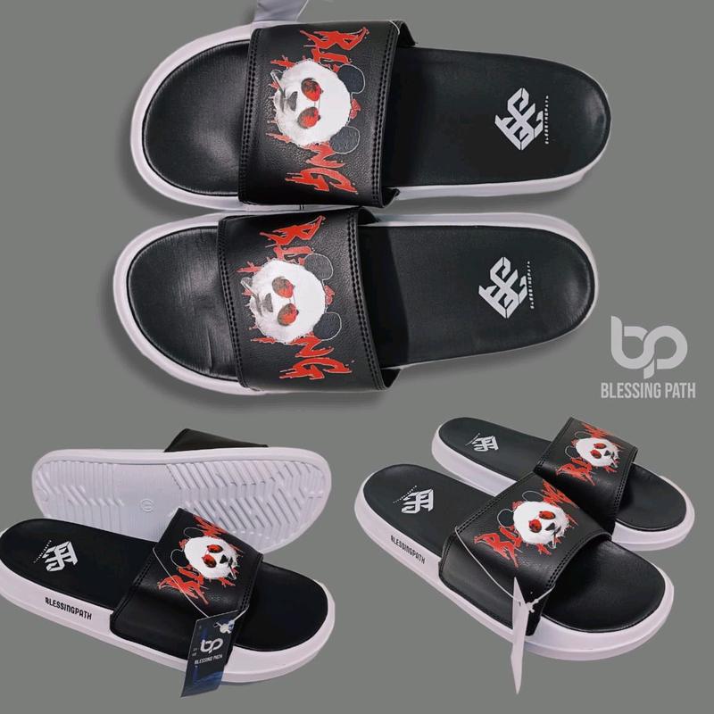 Sandal Slop Print BLESSINGPATH Neo Leather Cowok Cewek Karet 100% Baru - Shoes, Pria/sandal santai selop 3