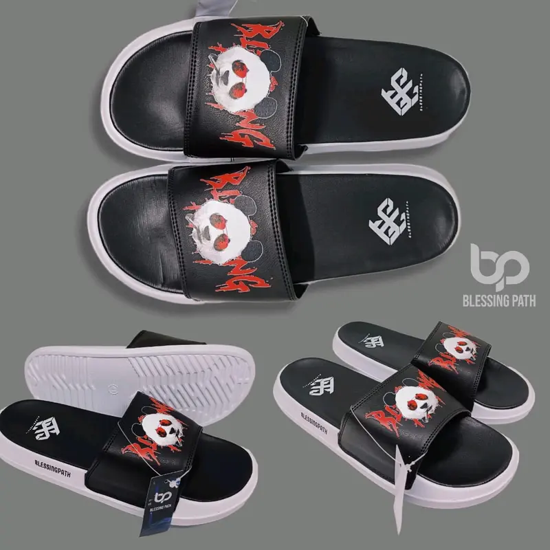 Sandal Slop Print BLESSINGPATH Neo Leather Cowok Cewek Karet 100% Baru - Shoes, Pria/sandal santai selop 3