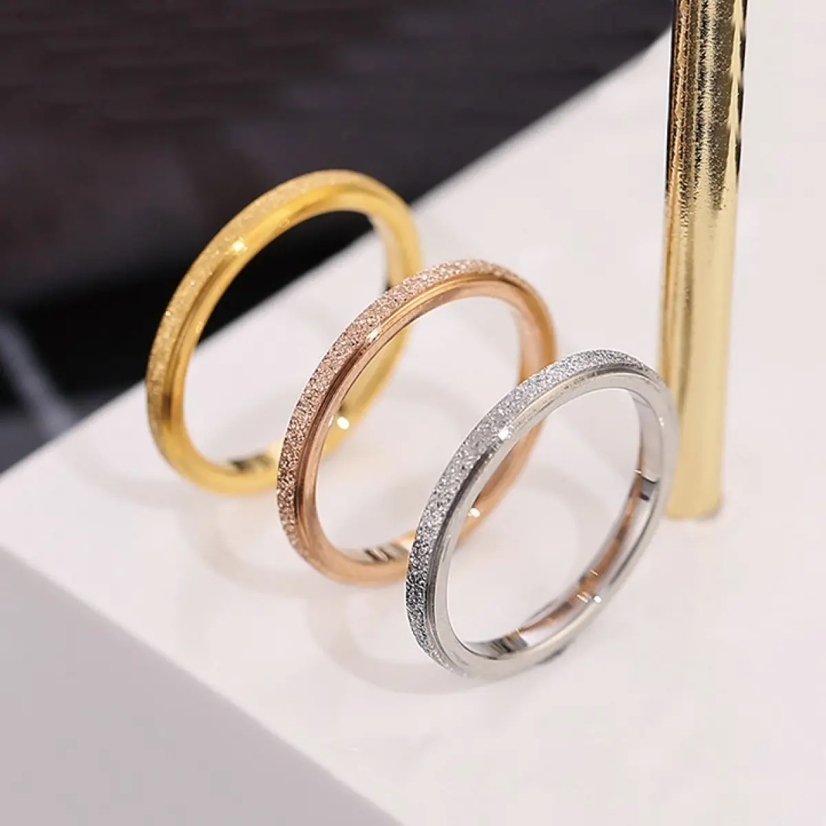 Nhẫn Nhám Không Phai Màu Thép Titan HT, Bán Chạy, Chất Liệu Thép Không Gỉ, Thích Hợp Cho Bé Gái, Dễ Phối Đồ Hàng Ngày, Phụ Kiện Phổ Biến Women