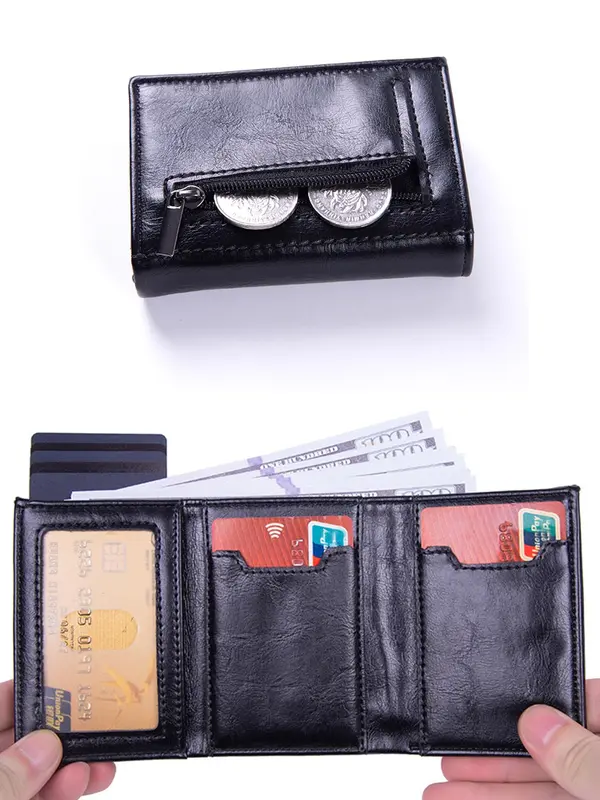 Men's Business Style Minimalist Wallet with Card Slots, RFID Blocking Card Holder, Casual Trendy Wallet for Work & Daily Use 4
