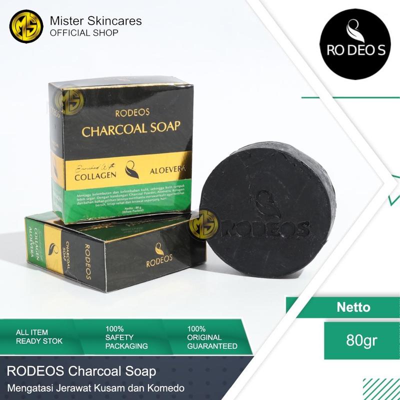 RODEOS Charcoal Soap 80gr - Sabun Wajah Pria Penghilang Jerawat , Minyak Berlebih, Kusam & Komedo 1