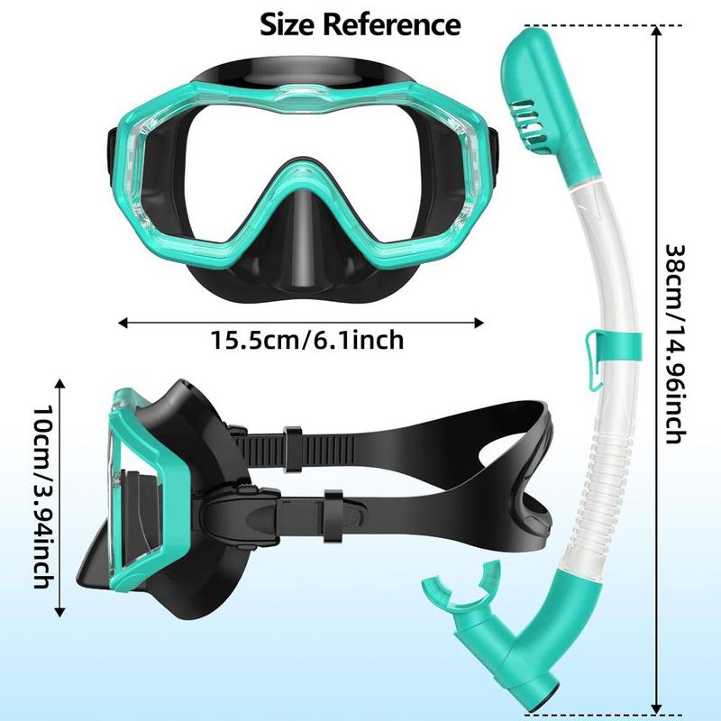 Three-sided Wide View Adjustable Snorkel Mask Kit, 1 Set Leak-proof & Anti-fog Diving Mask with Breathing Tube, Water Sports Equipment for Gift 7