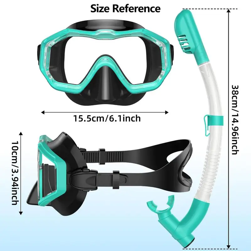 Three-sided Wide View Adjustable Snorkel Mask Kit, 1 Set Leak-proof & Anti-fog Diving Mask with Breathing Tube, Water Sports Equipment for Gift 7