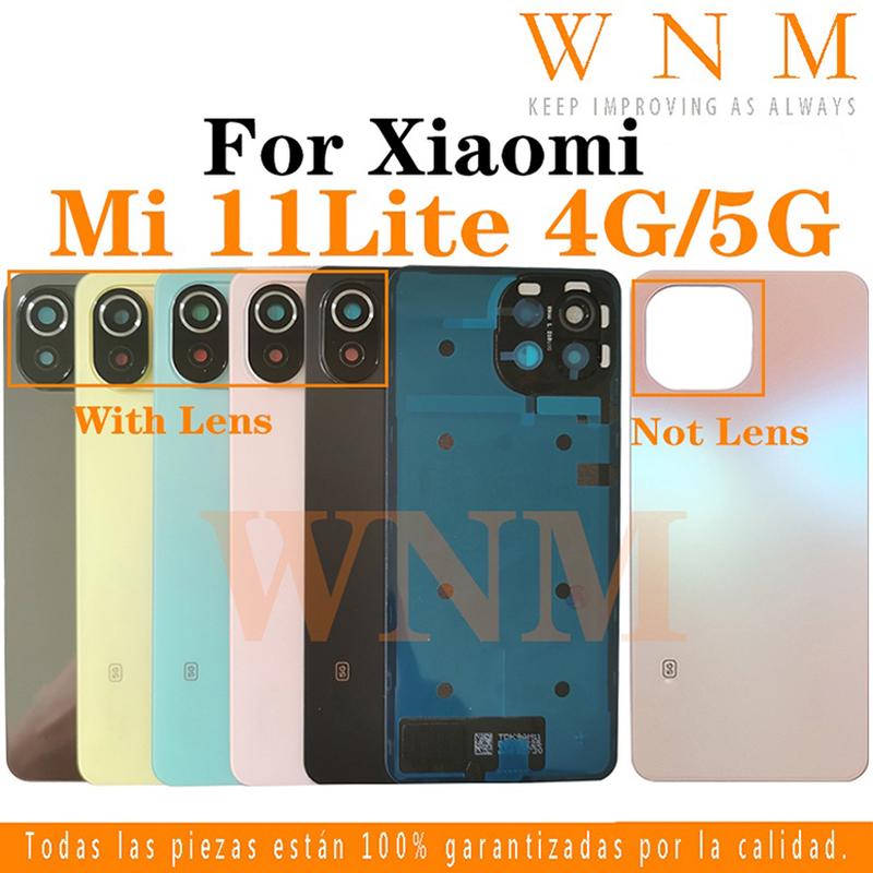 Vỏ nắp pin mặt sau, cho Xiaomi Mi 11 Lite 4G / 5G, nắp pin kính, vỏ cửa sau, bộ phận thay thế, với các công cụ ống kính khung 0