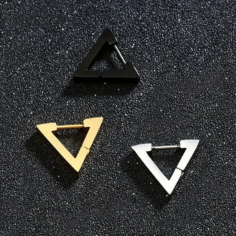 2pcs Stainless Steel Triangular Hoop Earrings, Suitable for Women and Girls Gift jewelry 7