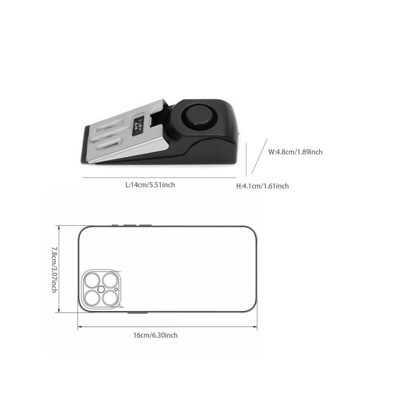 Battery Required Door Stop Alarm, 120dB Adjustable Home Door Stop Alarm, Security Alarm For Home Hotel (Without Battery) 1