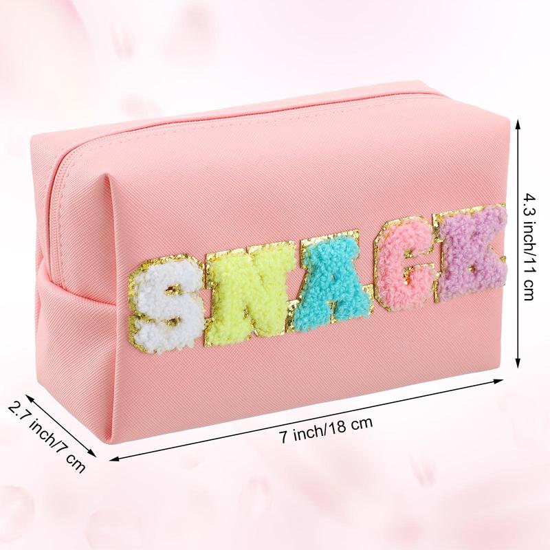 Letter Pattern Makeup Bag, 3 Counts Portable Multifunctional Zipper Makeup Organizer Pouch, Storage Bag for Skincare, Lotion, Snacks 1