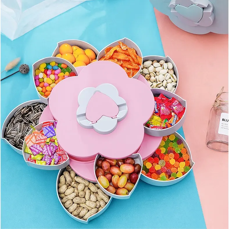 Khay Đựng Mứt Tết 2 Tầng Xoay 360 Độ Hộp Đựng Mứt Song Anh Decor Tết 2021 4