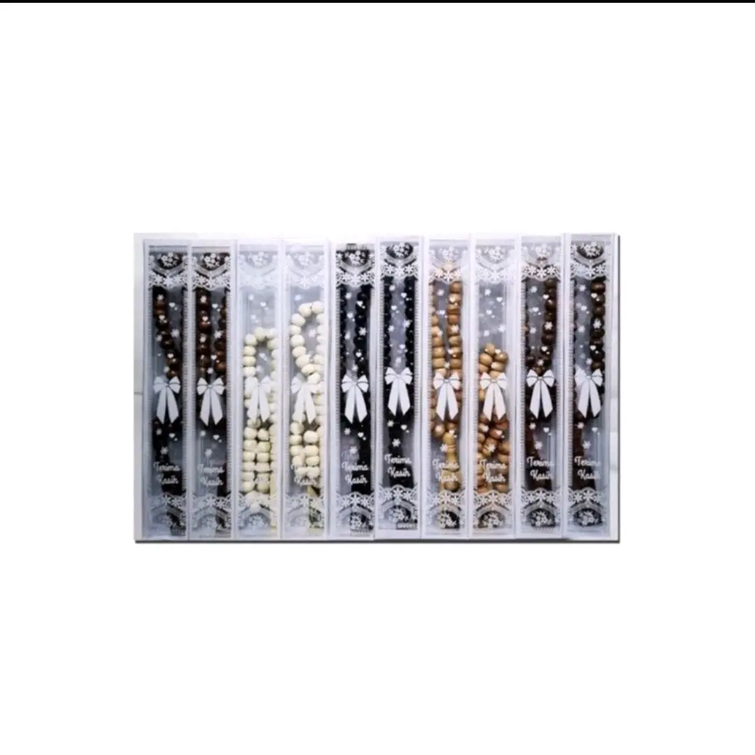 SOUVENIR TASBIH KAYU 33 BUTIR PAKET 100PCS TASBIH KAYU KEMAS MIKA 100PCS Motif SOUVENIR TASIH Muslim Hitam