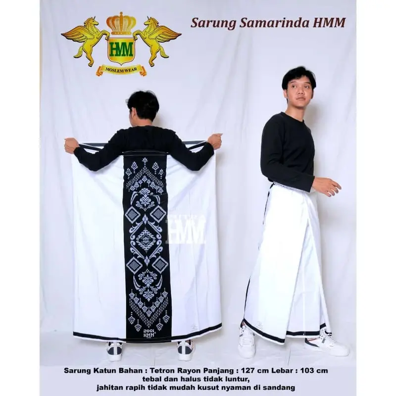 BISA COD SARUNG SAMARINDA HMM POLOS PUTIH SARUNG SANTRI DEWASA TERBARU TERMURAH Muslim Hitam Katun Motif 1
