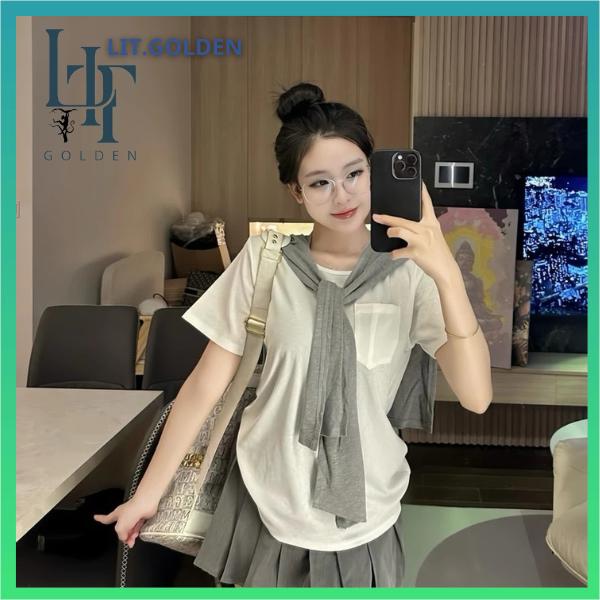 Sét Áo Cổ TRòn Thắt Nơ Thuỷ Thủ Và Chân Váy Xếp LY Phối Đồ ĐƠn Giản CHo NỮ 1