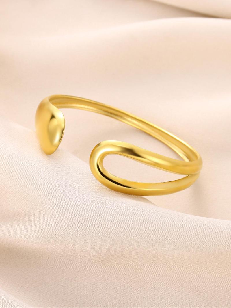 Product Introduction of Vintage Hollow Out Design Stainless Steel Cuff Bangle, Fashion Accessories for Women & Girls, Trendy All-match & Exquisite Matching Bracelet for Birthday Gift 3