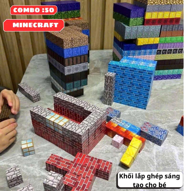 Combo 50 Khối Nam Châm Minecraft Xếp Hình Siêu Mạnh Từ Tính Lực Hút Tốt 6 Mặt - Tháo Lắp Bộ Lắp Ráp