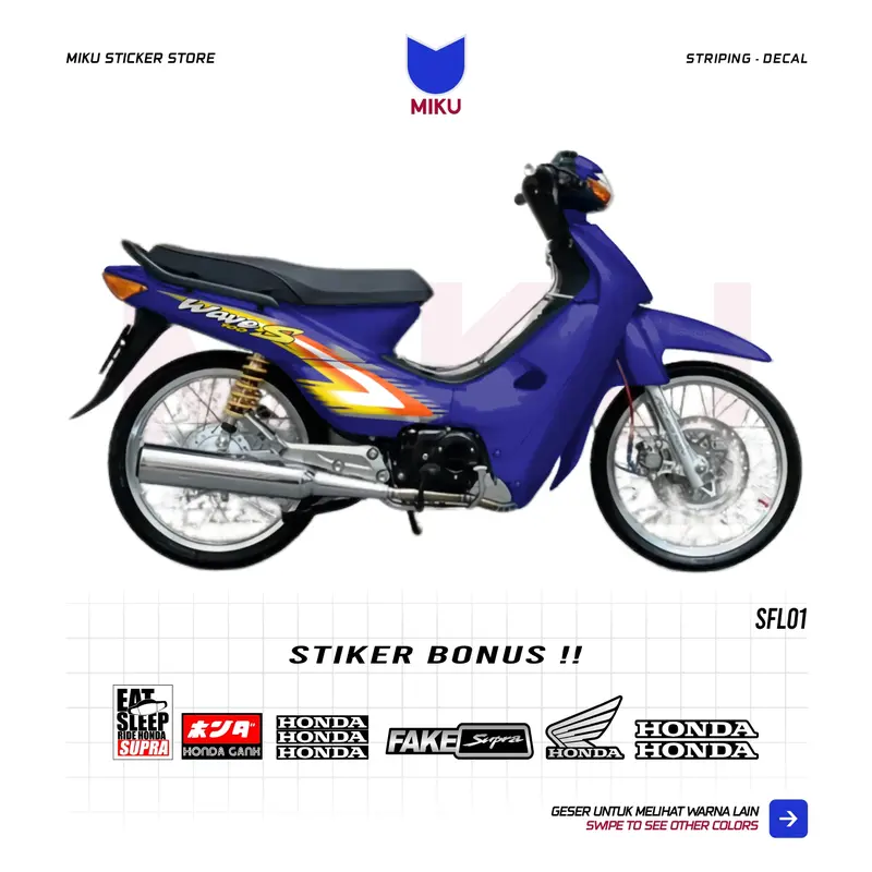 STICKER WAVE 100 S STRIPING SUPRA FIT LAMA 2003 2004 2005 MOTIF ORI VARIASI STIKER MOTOR SUPRA FIT LAMA STICKER WAVE 100 S ORI VARIASI Motorcycle 6