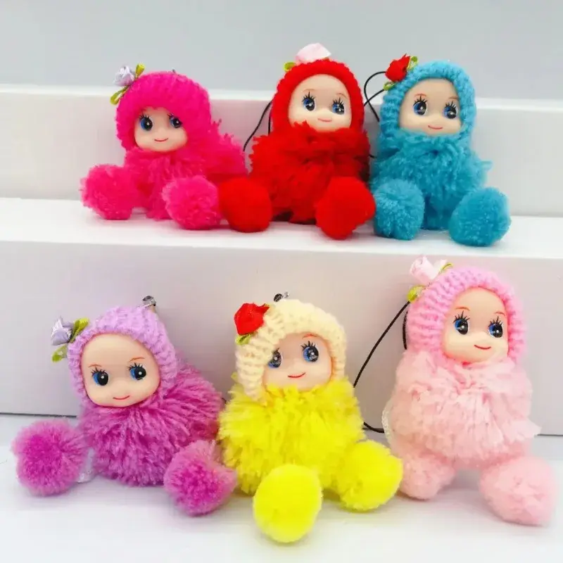 1PC Soft Mini Interactive Doll Baby Toy for Girls Boys Small Baby Dolls Cute Bag Pendant Keychain Kids Plush Stuffed Toys Gifts bag  charms accessories