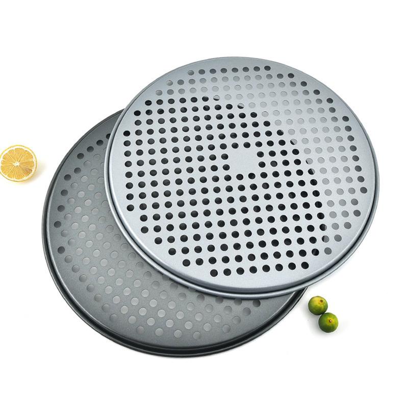 Pizza Pan Pizza Baking Plates Non-stick Bakeware Pie Pan Crisper Tray with Hole Round Professional Stainless Steel Plate Kitchen Pasta Utensils Oven 8