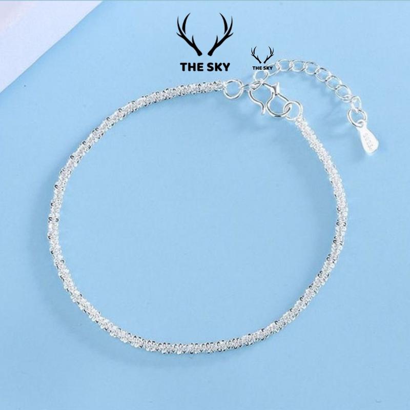 Lắc tay nữ THE SKY vòng tay bông xù tạo độ lấp lánh tự nhiên phụ kiện trang sức đeo tay cá tính LT05