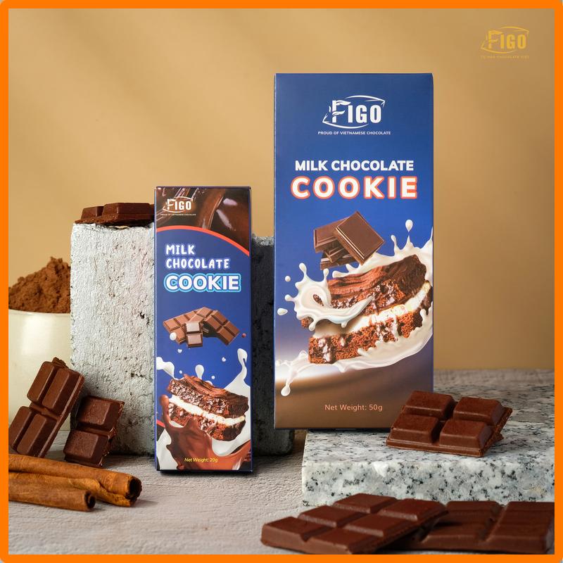[Chính hãng]  Milk Chocolate nhân bánh Cookie FIGO thanh 20gr,50gr | Kẹo Socola sữa 50% Cacao nhân Cookie, giòn thơm,tan ngay trong miệng, chất lượng Food Snack 1