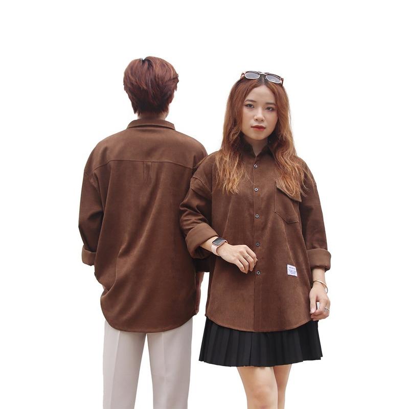 Áo Sơ Mi Nam Nữ Dài Tay Trơn Basic Chất Nhung Tăm Cao Cấp Chống Nhăn A5