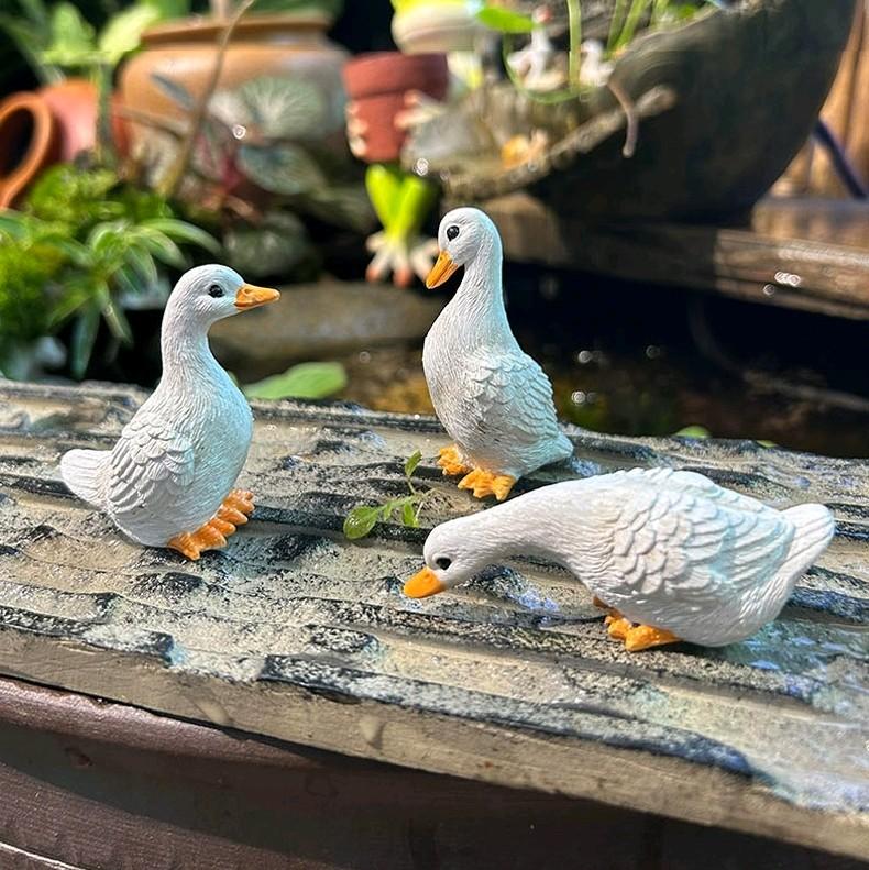 trang trí tiểu cảnh mô hình vịt trắng Thủ công Decor Decor Phòng Trang Trí Nhà