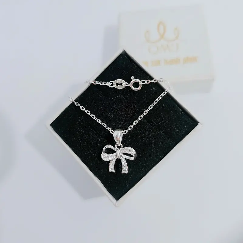 QMJ STORE- Dây chuyền NƠ TIỂU THƯ bạc nữ đẹp QMJ NT40, thời trang phụ kiện trang sức bạc 925 cao cấp 2