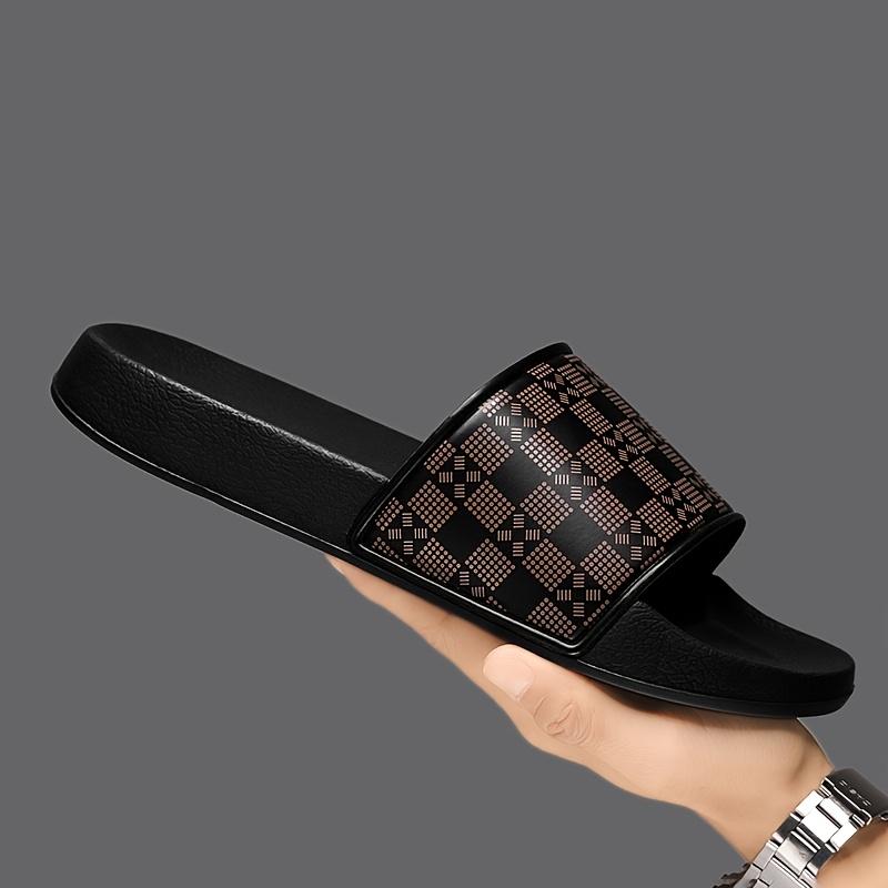 Unisex Quick-Dry Slippers - Anti-Slip, Soft Sole Summer Sandals, Geometric Plaid Design, Breathable Fabric Lining, EVA Sole, Slip-On for Indoor/Outdoor, Beach & Shower Use 1