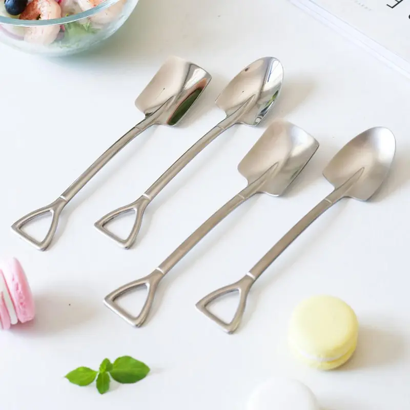 4pcs/set Stainless Ice Cream Spoon, Shovel Spoon, Watermelon Spoon Reusable Small Spoon For Tea Dessert Home Kitchen Party Restaurant Party Supply 2