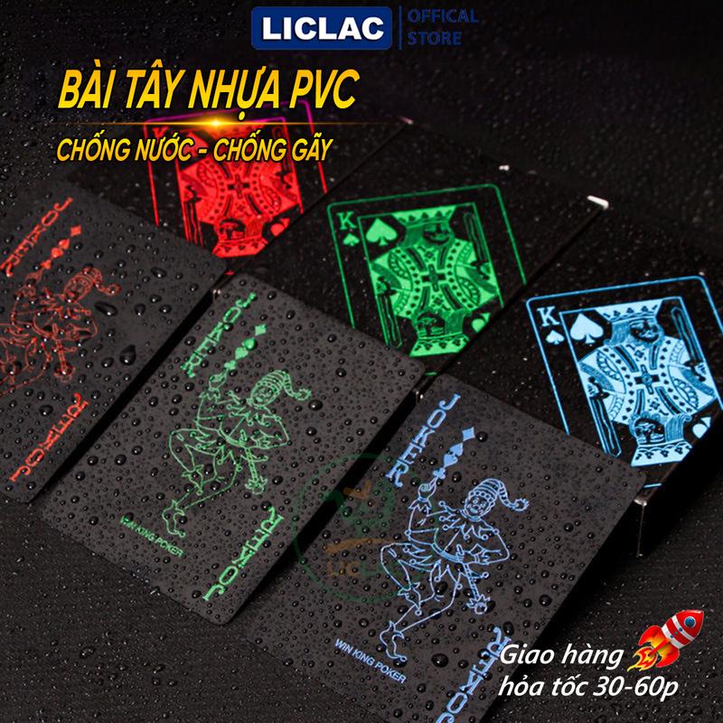 Bộ Bài Tây Nhựa PVC Đen màu in sắc nét Đỏ, Xanh Lá, Xanh Dương, Vàng - Bài Poker nhựa chống nước