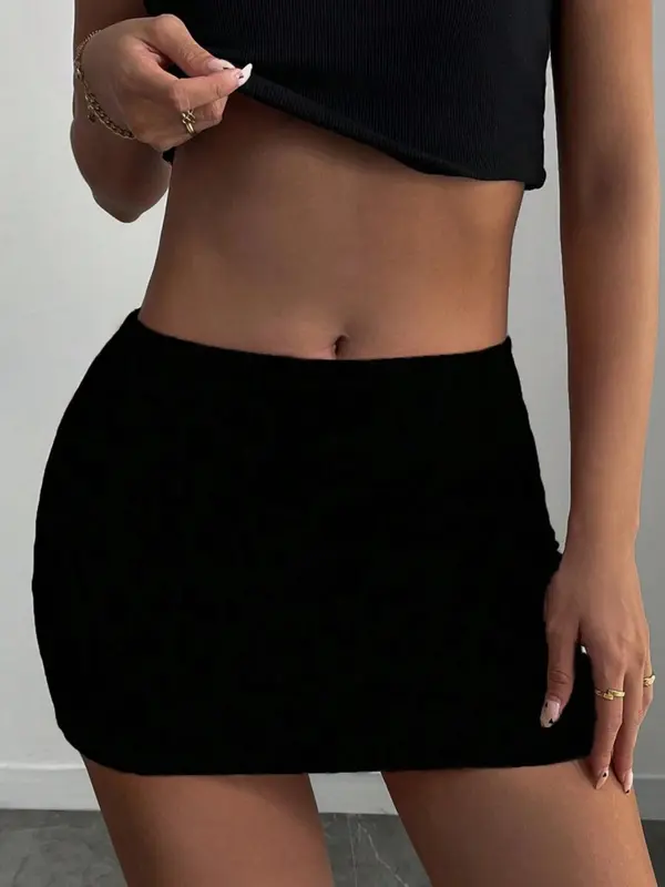 Women's Solid Color Skirt, Fashion Casual Skirt for Daily Outdoor Wear, Ladies Bottoms for Summer 3