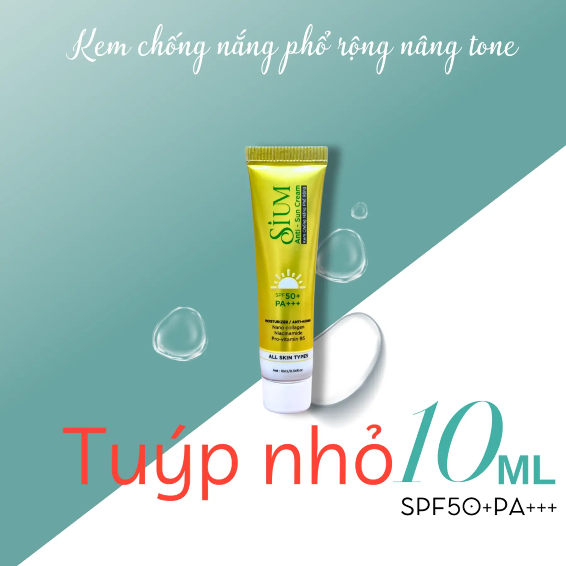 KEM CHỐNG NẮNG PHỔ RỘNG_ TUÝP NHỎ 10ML Skincare Sun Cream Nữ Women
