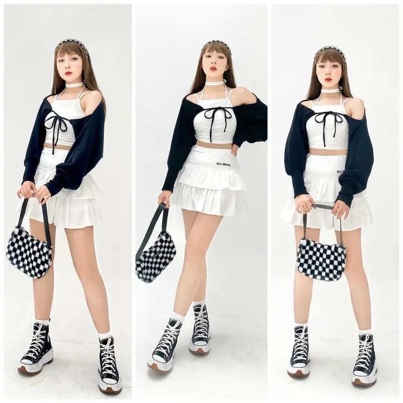 Chân váy tầng xoè HIGHTEEN xếp ly 2 tầng dễ thương có quần bảo hộ GILL BABY 4