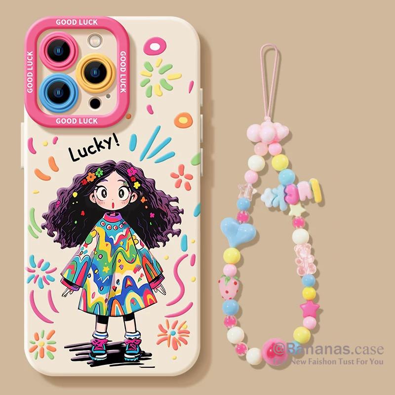 Ốp Điện Thoại Mềm Màu Kẹo Macaron Họa Tiết Cô Gái Hoạt Hình Dễ Thương Cho iPhone 16 15 14 13 12 11 Pro Max X XR XS 8 7 Plus SE2020 Ốp Lưng Mềm Nhiều Màu Sắc