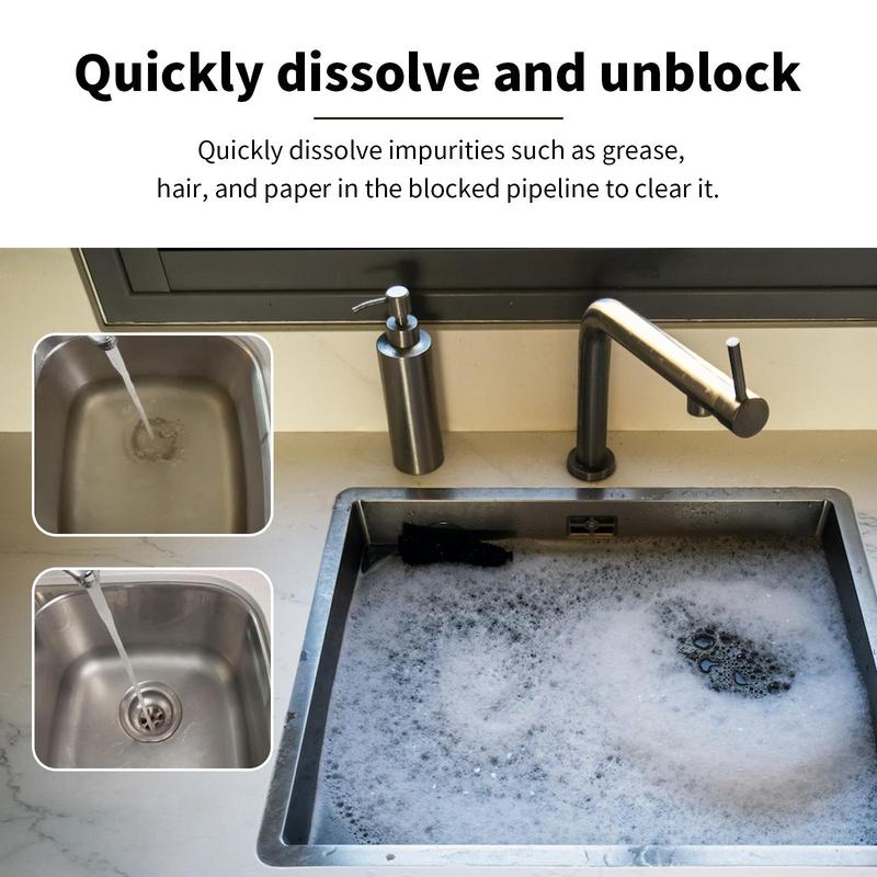 Product Introduction of Drain Cleaner, 1 Count Quick Dissolving Kitchen Sink & Toilet Floor Drain Cleaning Powder, Household Cleaning Product for Kitchen Bathroom Toilet 4