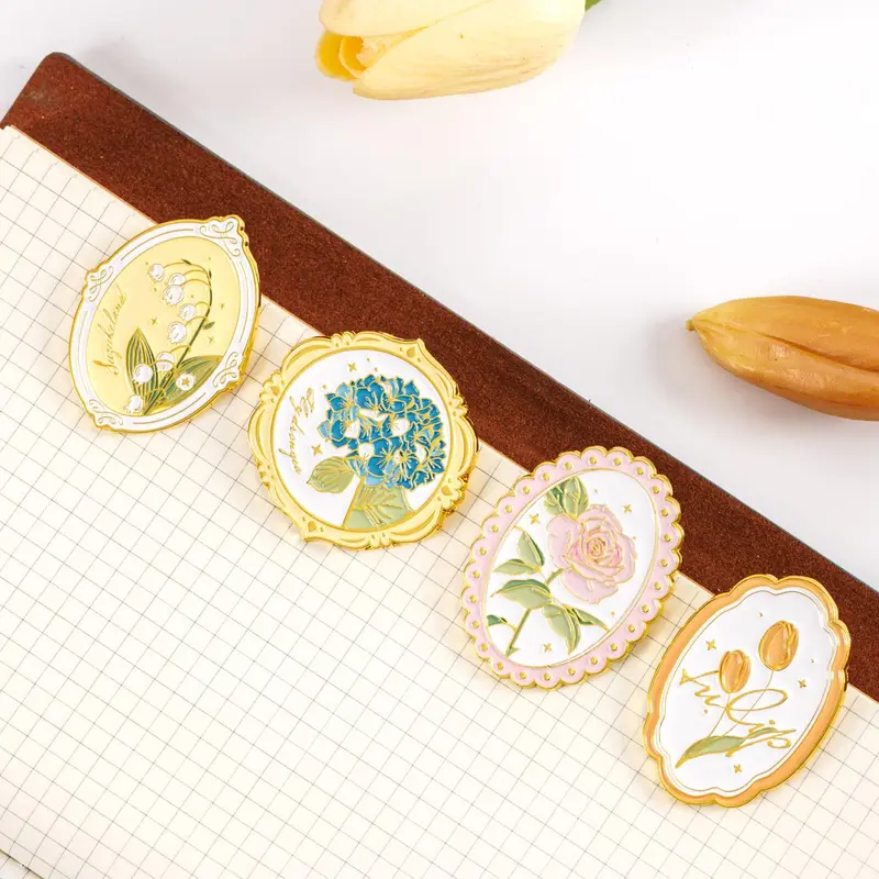 Vintage Metal Storage Clip, 1 Count Exquisite Flower Pattern Fixing Clip, Stationery Storage Clip, Office Stationery & Supplies 5
