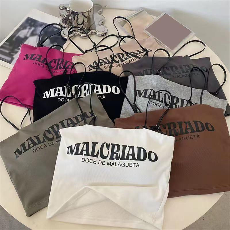Áo Vest Yếm In Chữ, Thiết Kế Lưng Đẹp, Có Đệm Ngực, Thích Hợp Cho Các Cô Gái Nóng Bỏng Mặc Cho Bên Trong Và Ngoài Trời, Áo Ống Ngắn, Đồ Lót 3