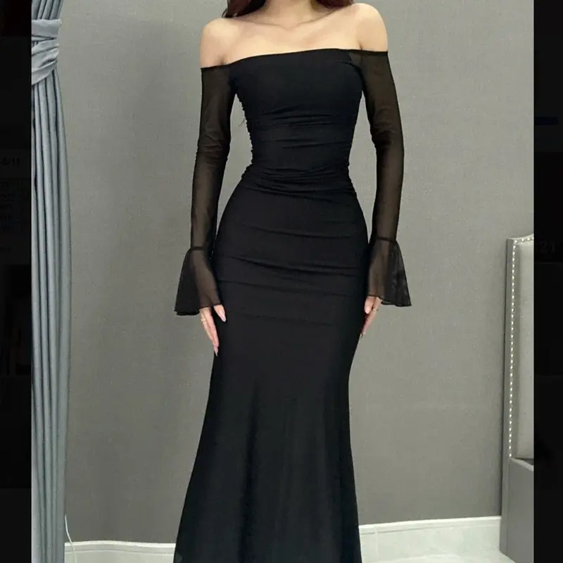 Đầm body nữ đuôi cá trễ vai tay loe đi tiệc sang chảnh Lolystore women dress HL9 5