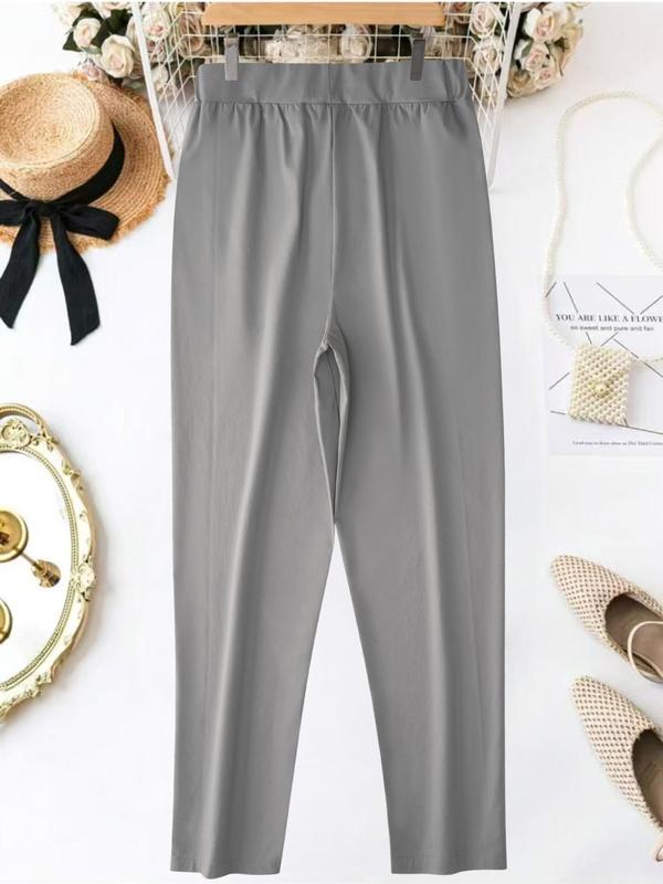 Women's Solid Color Pants, Casual Comfy Trousers for Daily Wear, Ladies Bottoms for All Seasons 8