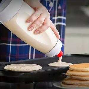 Botella dispensadora de masa para hotcakes, 1 unidad de botella dispensadora de mezcla para hotcakes con bola mezcladora, utensilios de repostería para hotcakes, cupcakes, gofre, pastel