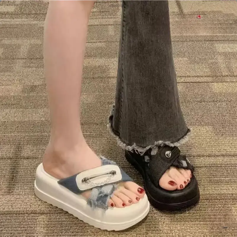 Dép nữ hottrek cao 4cm VYSHOESSHOP Rin Khoá  Bắt Chéo Kiểu Dáng Hàng Quốc VYSH-DNT-421- (lấy chuẩn size ) Women GiàY Nhung - DéP, Cao Su, Hoa 3