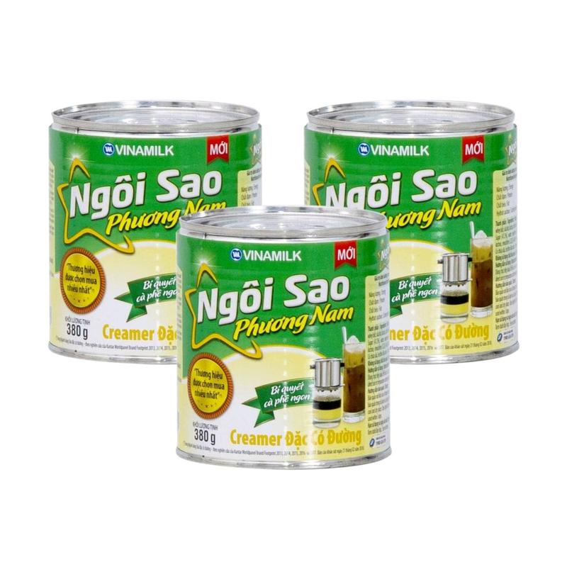 4 hộp sữa đặc ngôi sao phương nam màu xanh lá, mỗi hộp 380g