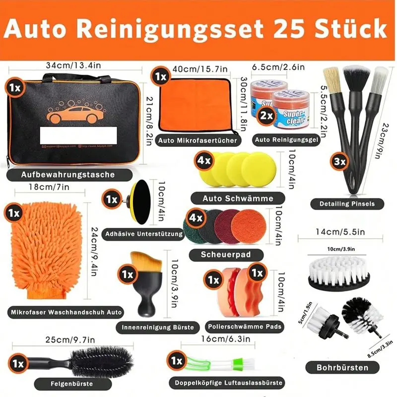 Car Cleaning Tool Set, Car Wash Tool Set with Storage Bag, Car Wash Brush Set, Car Cleaning Kit, Professional Car Wash Accessories 1