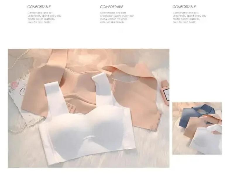 Product Introduction of Women Seamless Silk Bra Removable Chest Pad Lifting Underwear No Steel Ring Breathable 10
