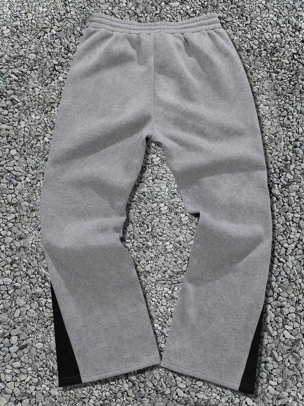 Men's Colorblock Star & Letter Print Drawstring Waist Pants, Regular Fit Street Fashion Pocket Trousers for Fall & Winter, Men's Bottoms for Daily Wear 8