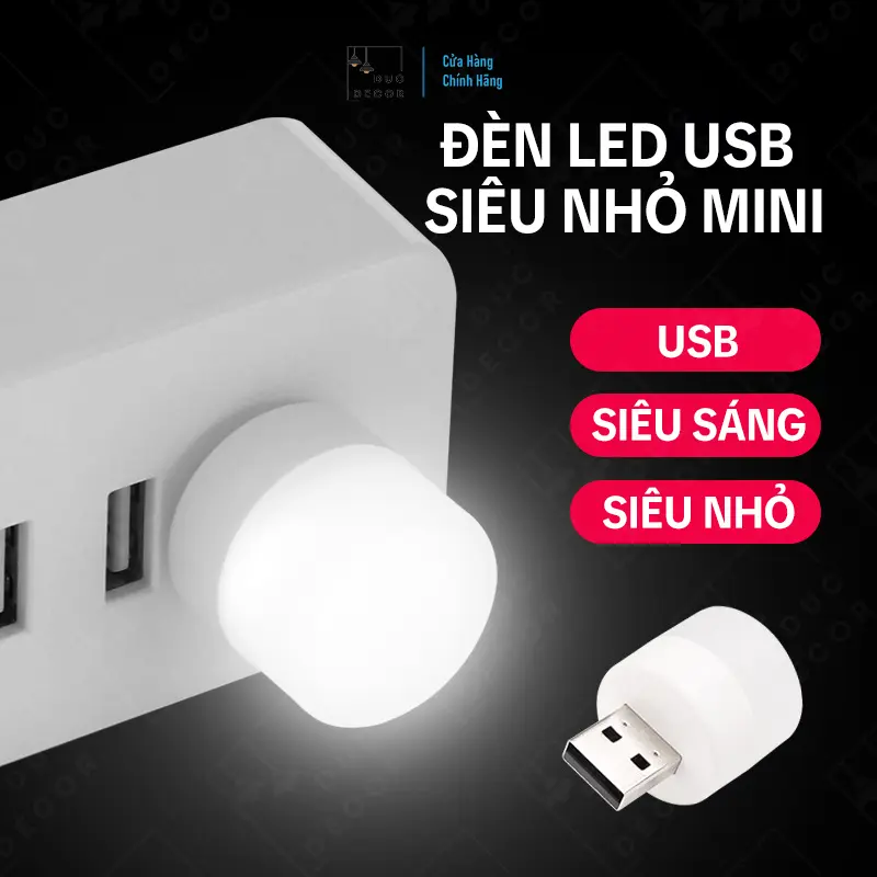 Đèn LED, siêu nhỏ, siêu sáng, nhỏ gọn, chạy bằng USB, phụ kiện đèn mini, lẻ từ 1K